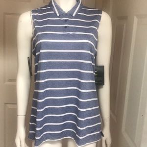 Nike Blue and White Striped Sleeveless Top